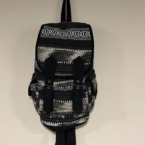 Black and gray cloth backpack